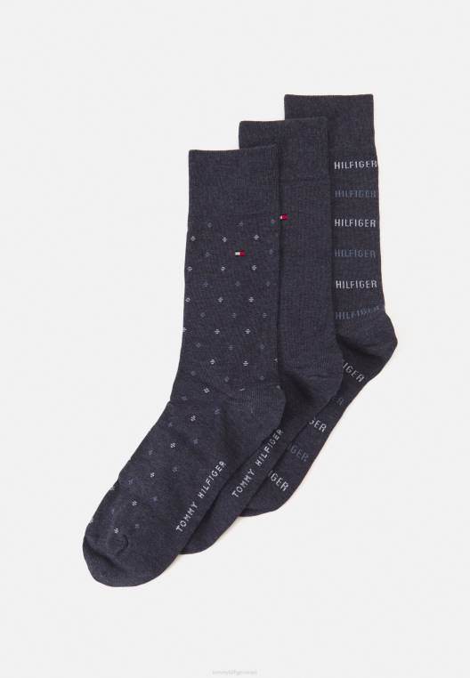 גרביים באריזה 3 לגברים NX207136 מלנג' אפור Tommy Hilfiger