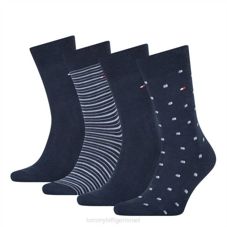 טומי גרבי פח 4 חבילות פסים NX2019714 שָׁחוֹר Tommy Hilfiger