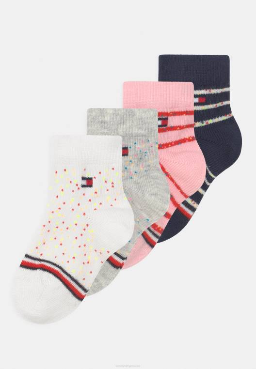 בייבי נפי פסים יוניסקס 4 חבילות גרביים NX206748 ורוד / נייבי / לבן / אפור בהיר Tommy Hilfiger