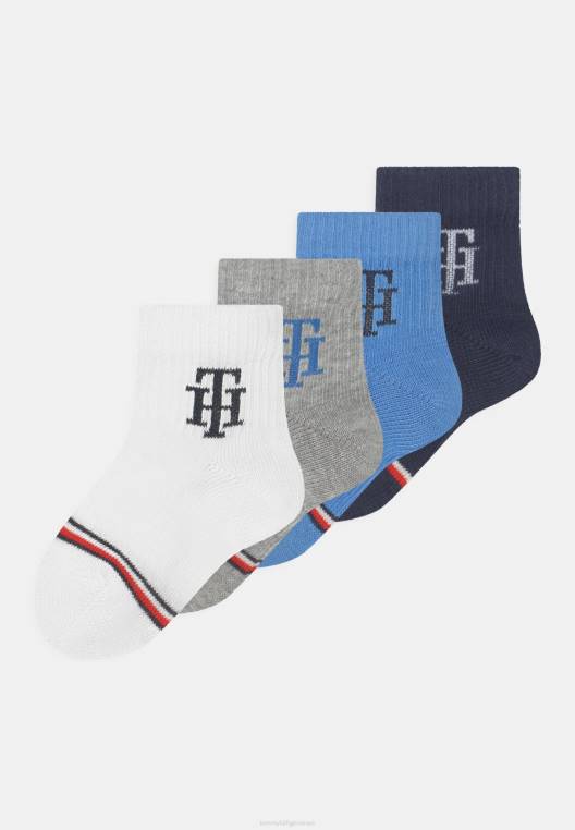 גרביים מונוגרמה לתינוקות לשני המינים 4 חבילות NX206880 לבן / נייבי / כחול / אפור Tommy Hilfiger