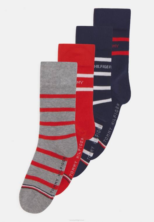 גרביים ברטון יוניסקס 4 חבילות לילדים NX206882 חיל הים/אדום Tommy Hilfiger