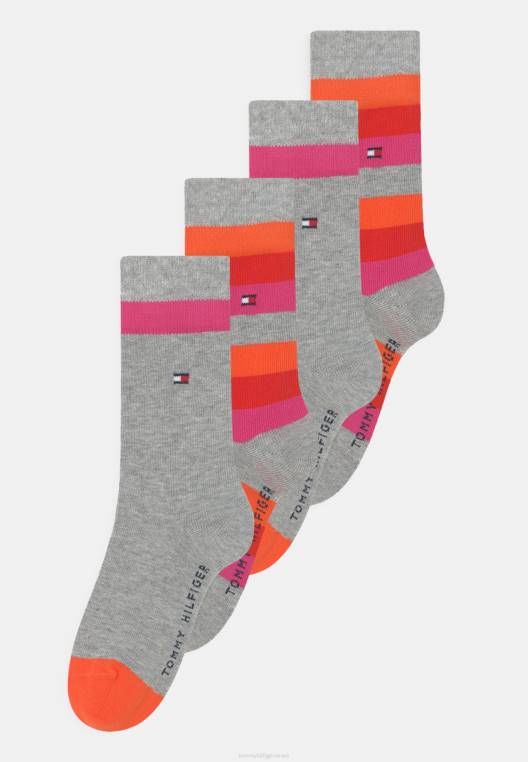 גרביים בסיסיים של 4 חבילות לילדים NX207124 כתום אדום Tommy Hilfiger