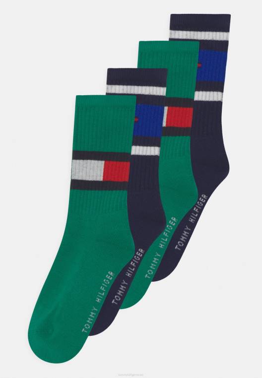 ילדים דגל 4 גרביים NX207125 ירוק/כחול כהה Tommy Hilfiger