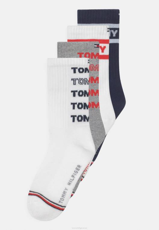 גרבי ספורט יוניסקס 4 חבילות לילדים NX207128 לבן/אפור/צי Tommy Hilfiger