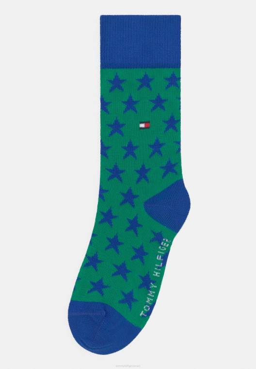 כוכבי ילדים ופסים יוניסקס 4 חבילות גרביים NX207131 ירוק כחול Tommy Hilfiger