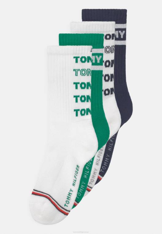 גרבי ספורט יוניסקס 4 חבילות לילדים NX207133 ירוק / נייבי / לבן Tommy Hilfiger