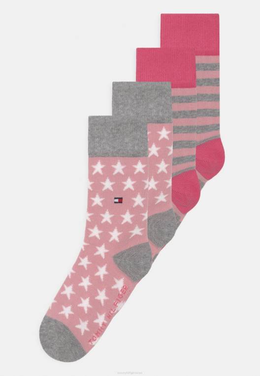 כוכבי ילדים ופסים יוניסקס 4 חבילות גרביים NX208905 מלאנג' ורוד/אפור בהיר Tommy Hilfiger