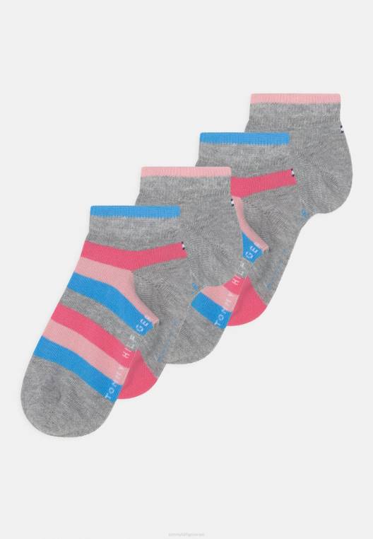 גרבי פסים רבע 4 חבילות לילדים NX208906 מלאנג' ורוד/אפור בהיר Tommy Hilfiger