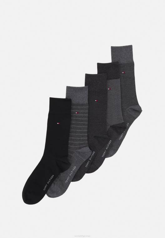 גרביים באריזה 5 מארז מתנה לגברים NX207068 מלנג' אפור Tommy Hilfiger