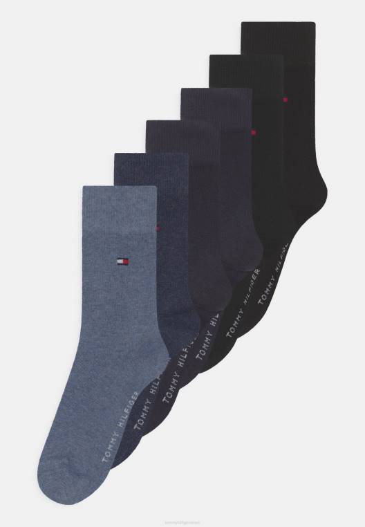גרביים בסיסיות לילדים עם 6 חבילות לשני המינים NX208887 שחור/ג'ינס/כחול חצות Tommy Hilfiger