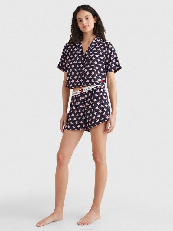 מכנסיים קצרים עם חגורת לוגו בהדפס 85 כוכבים NX202272 כוכב אופסט Tommy Hilfiger