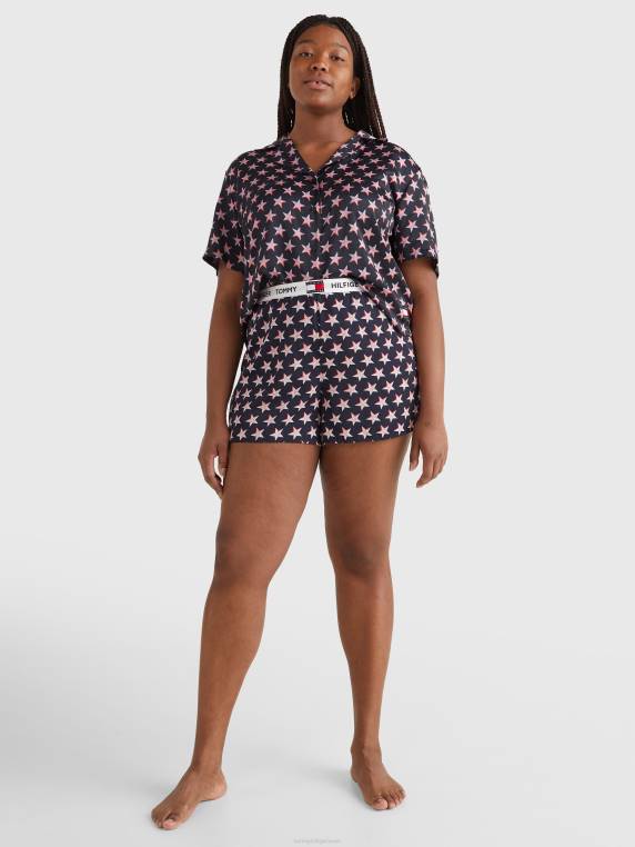 מכנסי חגורת מותניים קצרים עם הדפס 85 כוכבים NX202441 כוכב אופסט Tommy Hilfiger