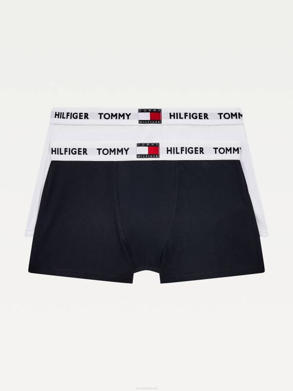 בנים 8-16 גזעי לוגו מכותנה אורגנית במארז 2 NX20135 שמיים לבנים/מדבריים Tommy Hilfiger