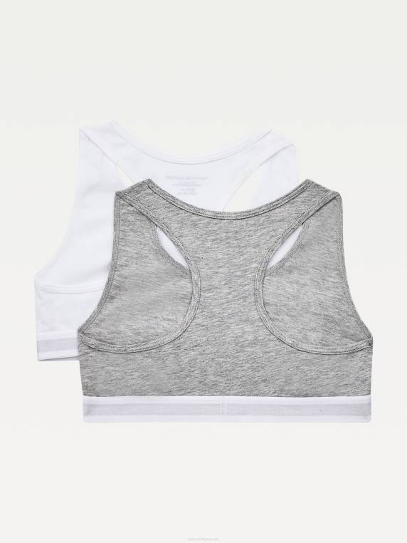 בנות 8-16 ברלט לוגו מכותנה אורגנית 2 חבילות NX20368 אפור בינוני/לבן Tommy Hilfiger