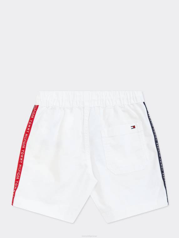בנים 8-16 מכנסיים קצרים למשיכה עם לוגו טייפ NX20106 לבן Tommy Hilfiger