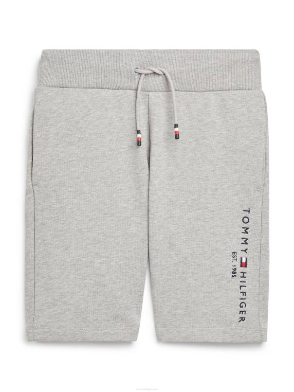 בנים 8-16 מכנסי לוגו מכותנה אורגנית חיונית NX20133 אברש אפור בהיר Tommy Hilfiger