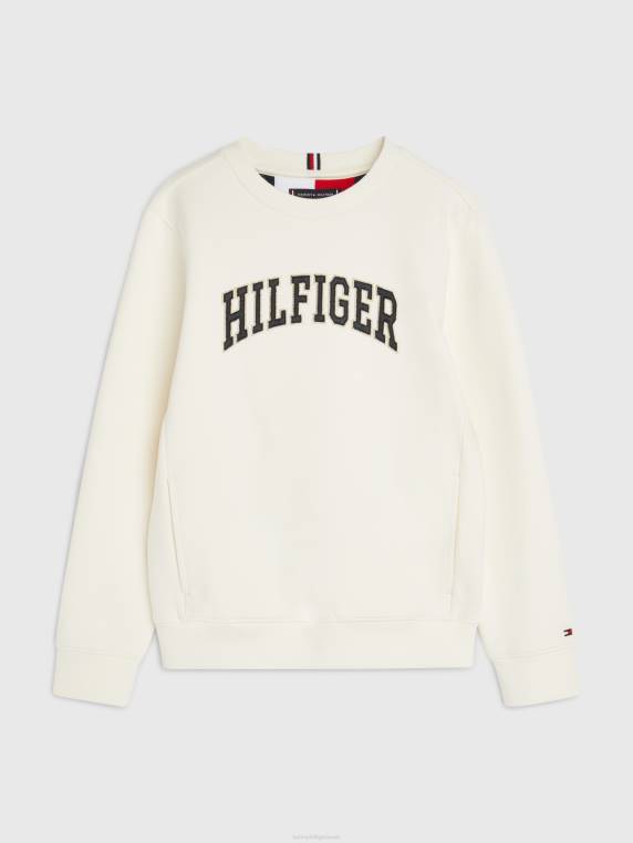 סווטשירט בנים 8-16 NX20207 לבן עתיק Tommy Hilfiger
