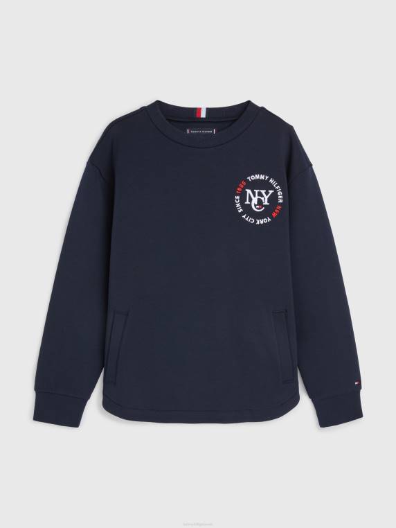סווטשירט לוגו אינטרלוק לבנים 8-16 NX20208 שמיים מדבריים Tommy Hilfiger