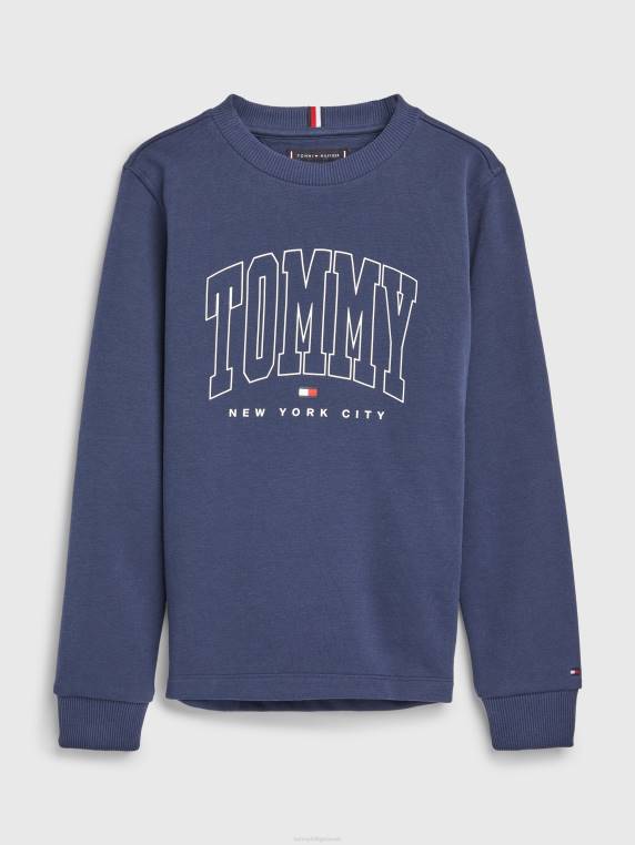 סווטשירט לוגו לבנים 8-16 NX20222 צי הדמדומים Tommy Hilfiger