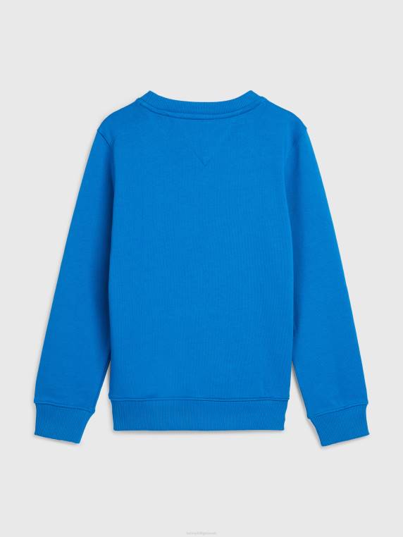 סווטשירט כותנה אורגנית חיונית לילדים לשני המינים 8-16 NX20238 רגאטה כחולה Tommy Hilfiger