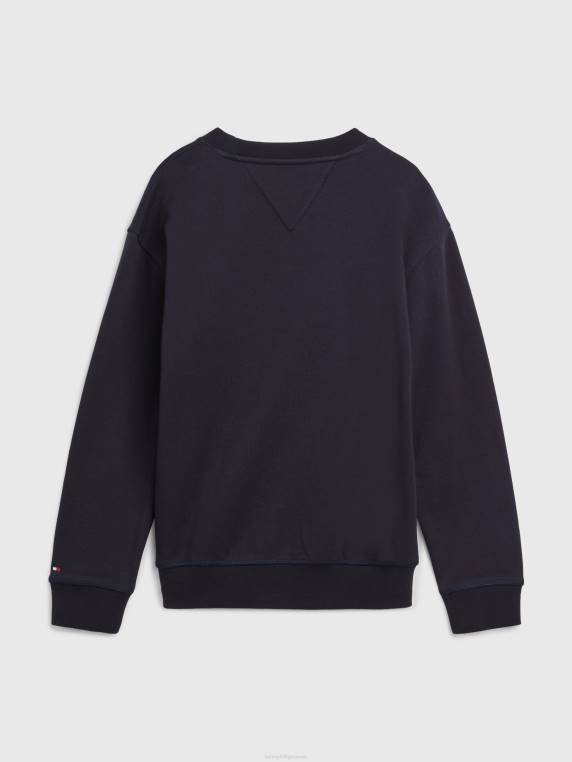 בנים 8-16 סווטשירט לוגו אייקונים NX20244 שמיים מדבריים Tommy Hilfiger