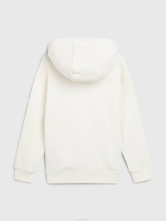 קפוצ'ון לוגו לילדים יוניסקס 8-16 NX202508 לבן עתיק Tommy Hilfiger