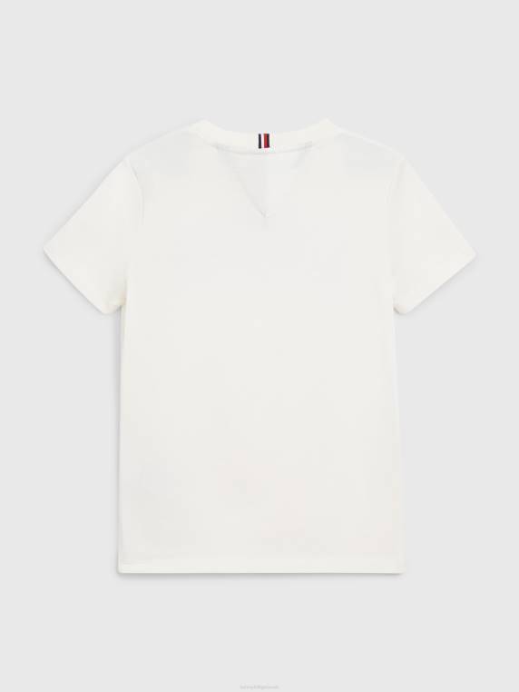 חולצת טי של לוגו לבנים 8-16 NX20275 לבן עתיק Tommy Hilfiger