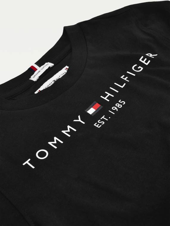 טי חיונית לילדים יוניסקס 8-16 NX20291 שָׁחוֹר Tommy Hilfiger