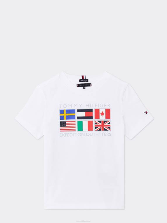 בנים 8-16 חולצת לוגו משלחת רעיוני NX20304 לבן Tommy Hilfiger