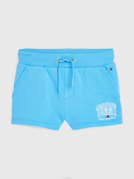 בנות 8-16 מכנסיים קצרים מכותנה אורגנית NX20370 ריסוק כחול Tommy Hilfiger