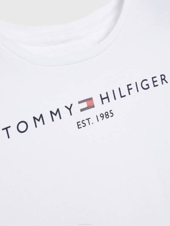 סט חולצות ומכנסיים קצרים לילדות 8-16 NX20387 לבן Tommy Hilfiger