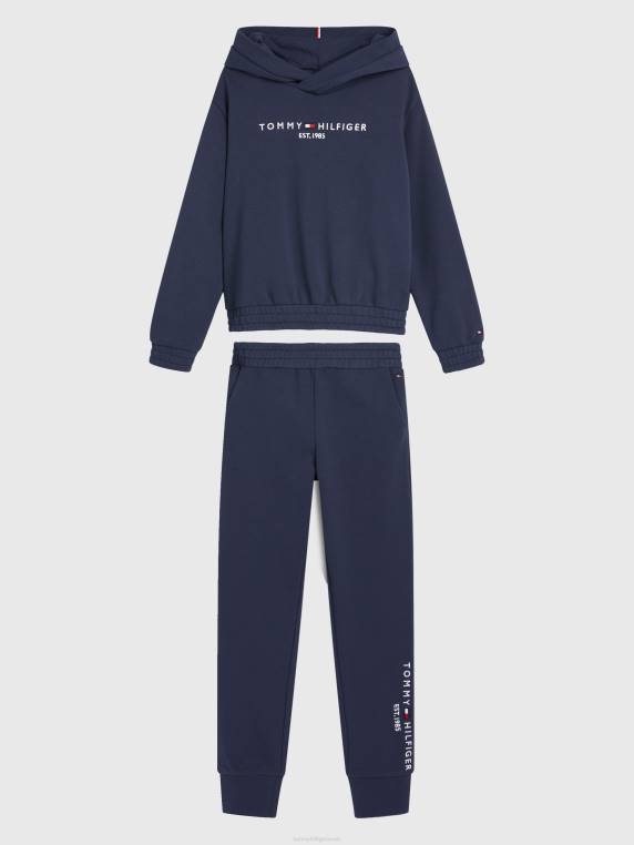 סט קפוצ'ון וג'וגר חיוני לילדות 8-16 NX20389 צי הדמדומים Tommy Hilfiger
