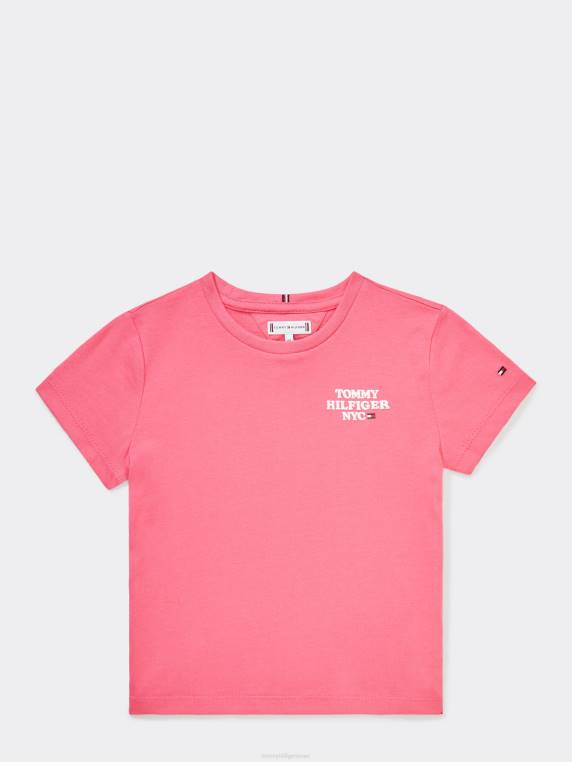 בנות 8-16 ניו יורק חולצה עם הדפס לוגו NX20463 התראה ורודה Tommy Hilfiger