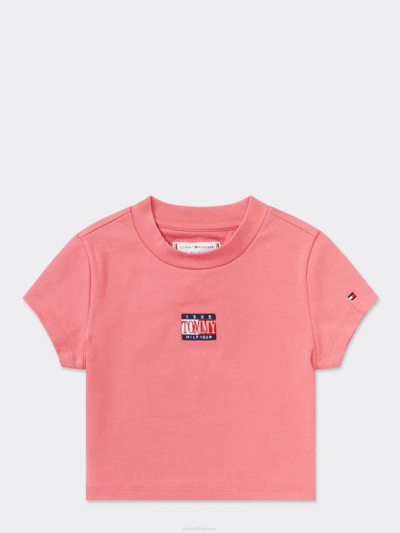 בנות 8-16 חולצת טריקו מצולעים מכותנה אורגנית NX20465 אבטיח עמוק Tommy Hilfiger