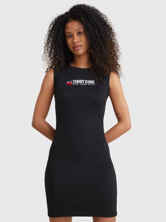 שמלת מידי Bodycon לוגו NX202098 שָׁחוֹר Tommy Hilfiger