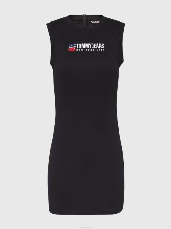 שמלת מידי Bodycon לוגו NX202098 שָׁחוֹר Tommy Hilfiger