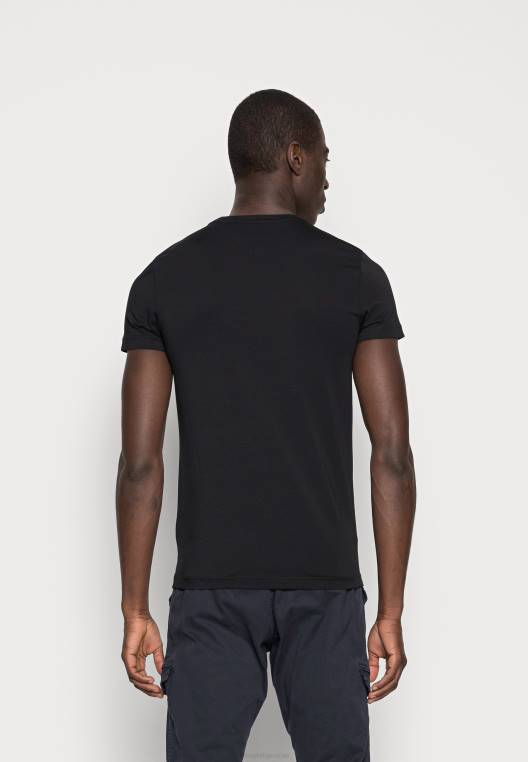 חולצת טריקו בסיסית חדשה עם צווארון C NX204004 דגל שחור Tommy Hilfiger