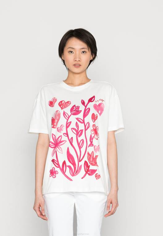 חולצת טריקו רגועה עם צווארון C NX205897 גרפיקה אקרו/פרח Tommy Hilfiger