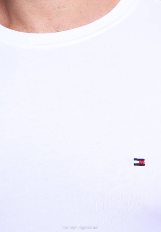 חולצת טריקו בסיסית חדשה עם צווארון C NX207272 לבן קלאסי Tommy Hilfiger