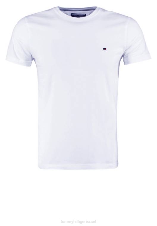 חולצת טריקו בסיסית חדשה עם צווארון C NX207272 לבן קלאסי Tommy Hilfiger