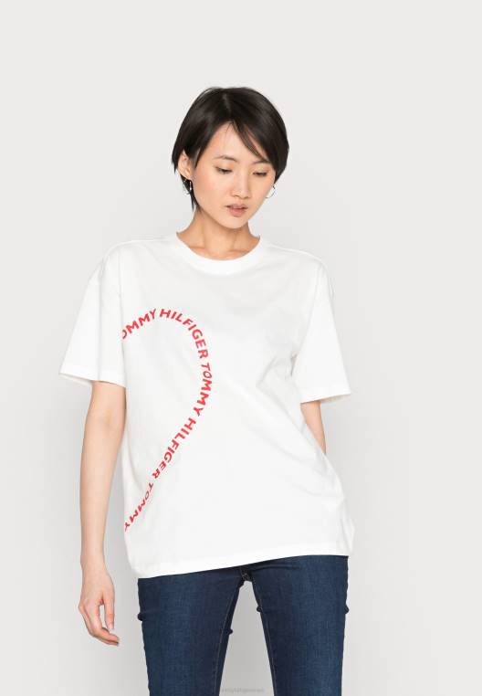 חולצת טריקו רגועה עם צווארון C NX208018 גרפיקת אקרו/לב Tommy Hilfiger