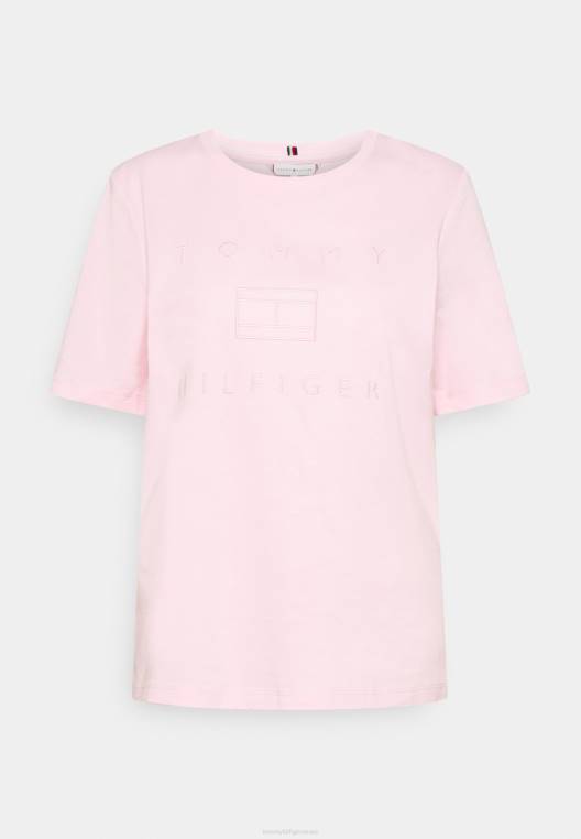 חולצת טריקו בסיסית C-nk מטאלית רגילה NX208353 ורוד פסטל Tommy Hilfiger