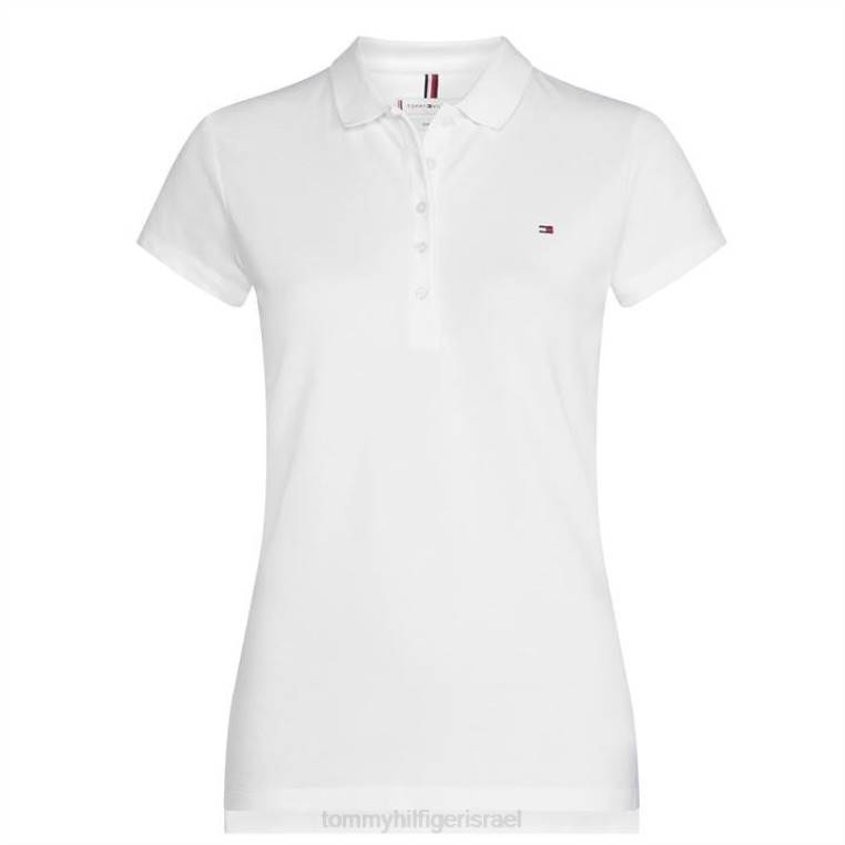 Heritage חולצת פולו שרוולים קצרים בגזרה קלה לנשים NX2019559 לבן קלאסי 100 Tommy Hilfiger