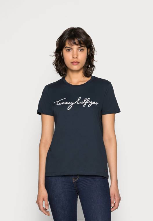 Heritage חולצת טריקו גרפית עם צווארון צווארון NX203976 חצות Tommy Hilfiger