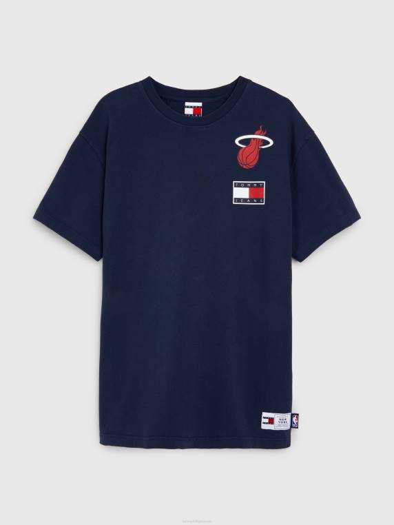 חולצת טריקו רגועה עם ג'ינס ותג NBA NX202864 דמדומים צי/מיאם Tommy Hilfiger