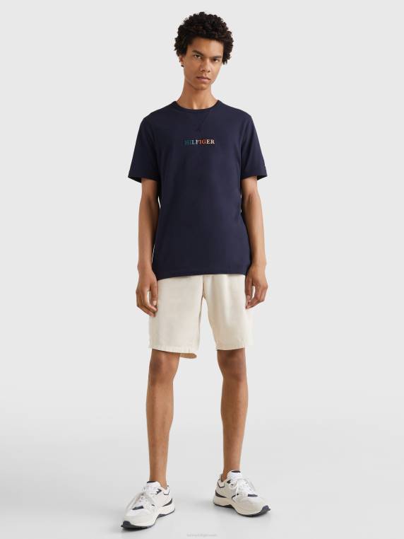 חולצת טריקו רקמת לוגו ססגונית NX201019 שמיים מדבריים Tommy Hilfiger