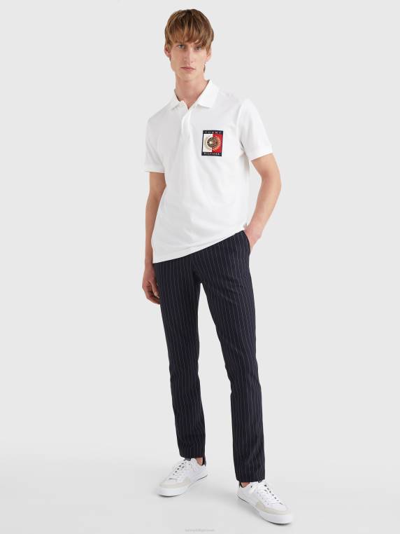 סמלים לוגו פולו בהתאמה רגילה NX201092 לבן Tommy Hilfiger