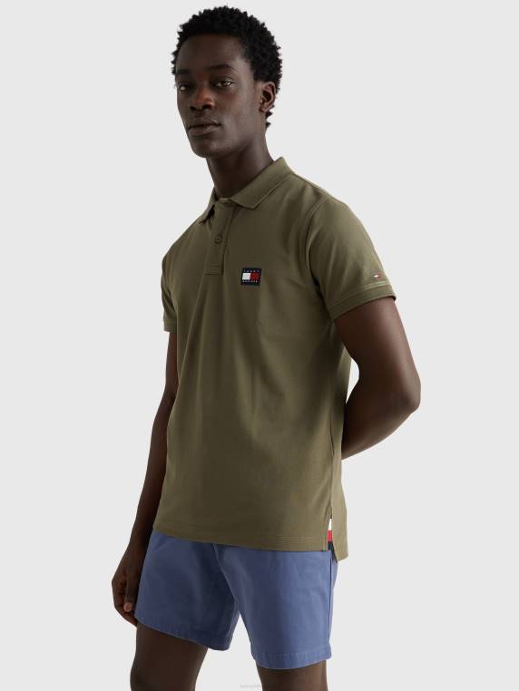 פולו צווארון תחתון ייחודי NX201112 צבא ירוק Tommy Hilfiger