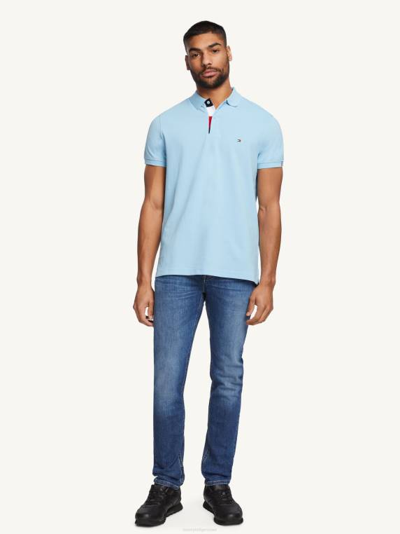 פולו חסום צבע NX201114 כחול קולומביה Tommy Hilfiger