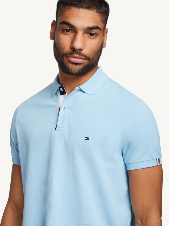 פולו חסום צבע NX201114 כחול קולומביה Tommy Hilfiger